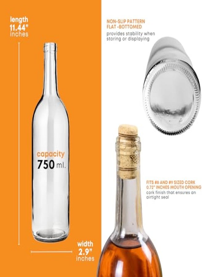 FastRack 750 ml Clear Bordeaux Wine Bottles (Pack of 6) | Flint Flat-Bottomed Glass Bottles Ideal for Wine Making and Storage - NO CORKS INCLUDED - Image 4