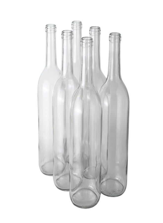 FastRack 750 ml Clear Bordeaux Wine Bottles (Pack of 6) | Flint Flat-Bottomed Glass Bottles Ideal for Wine Making and Storage - NO CORKS INCLUDED - Image 2