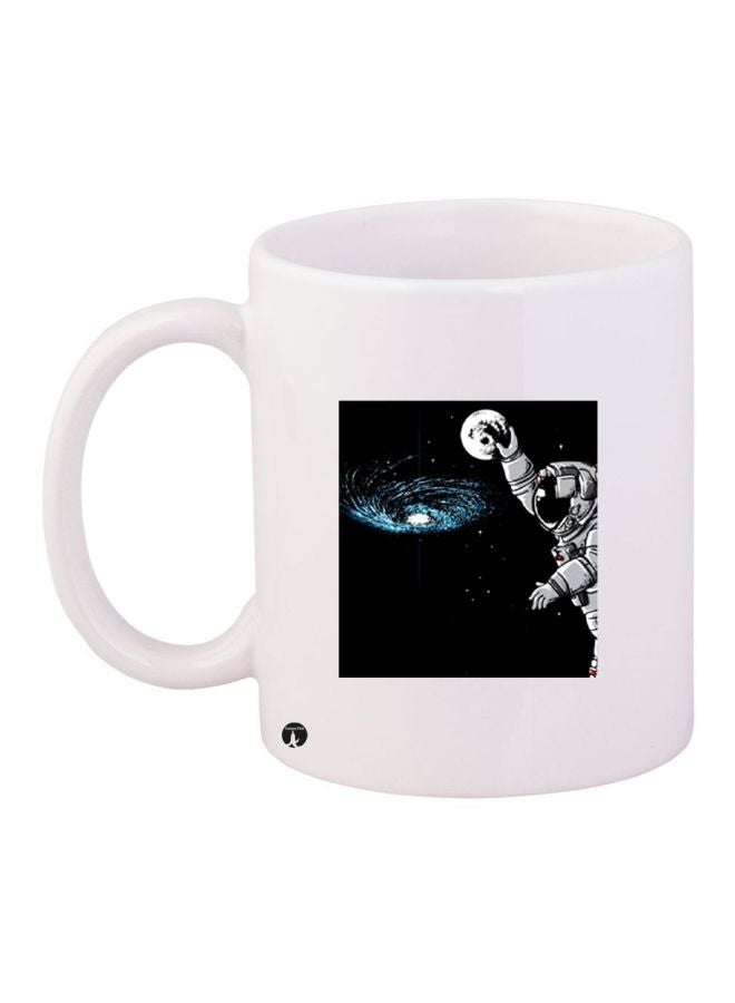Space Printed Coffee Mug White/Black/Blue 11ounce