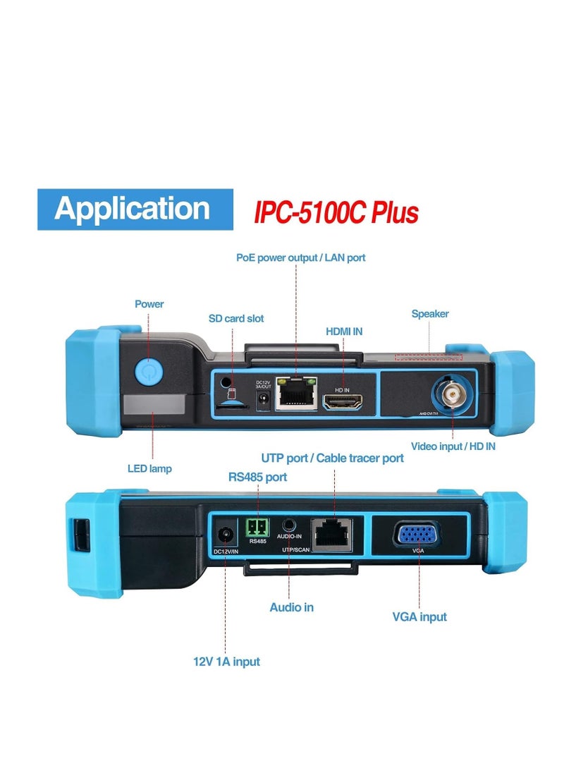 Generic - IPC-5100C PLUS IP Camera Tester, 5-Inch Touch Screen, PTZ Control, PoE Power Output - Image 1