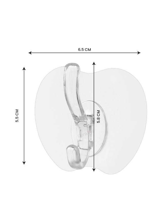 Duravel Clear Adhesive Wall Hooks, Transparent Plastic, No Drill, Apple Shape, Pack of 9 - Image 2
