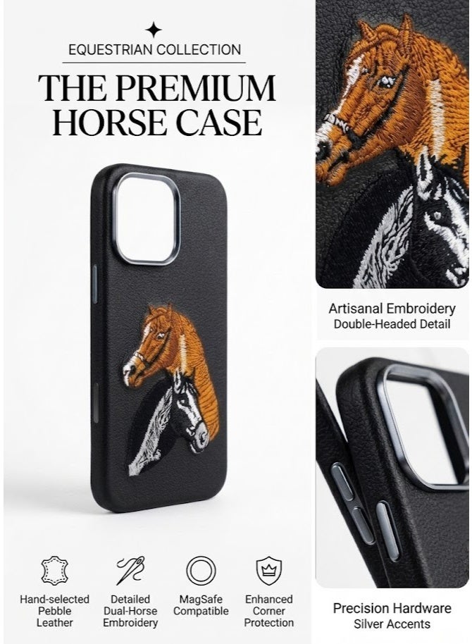 iphone 14 Promax Premium Luxury Leather Case with Embossed Horse Design | Slim Shockproof Protective Back Cover - Image 3