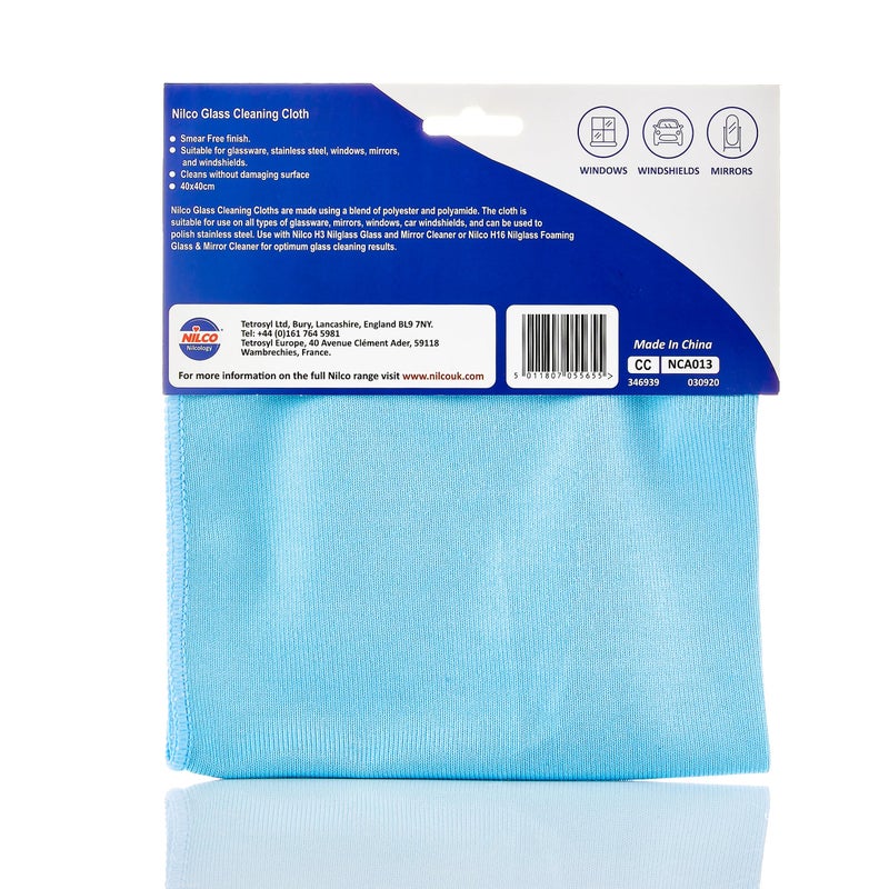 Nilco Professional Glass Cleaning Cloth, Streak-Free, Lint-Free Microfibre Cloth for Crystal Clear Shine on Windows, Mirrors & Glass Surfaces - Image 2