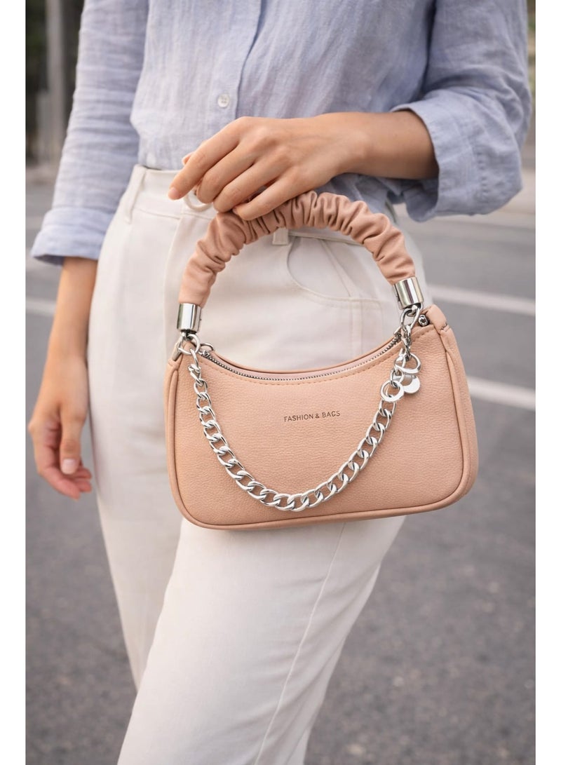 SUNSTAR Trendy Glossy Shoulder Bag with Chain Strap & Statement Handle - Image 1