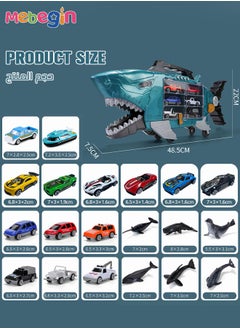 MEBEGIN Toddler Toys Cars Pull Back Toys Carstoy Shark Storage Cart Alloy Pull Back Car Racing VehiclesMini Car Toys For Kids  Includes 8 pull back Toy Cars and Sea animals  - Image 4