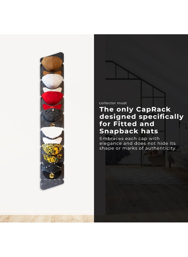 2 Pack Cap Rack The Original Fitted Cap Display No Assembly Required Snapback Baseball Hat Organizer and Storage Solution Lightweight Hat Rack for Flat Billed Caps Dark Grey  - Image 3