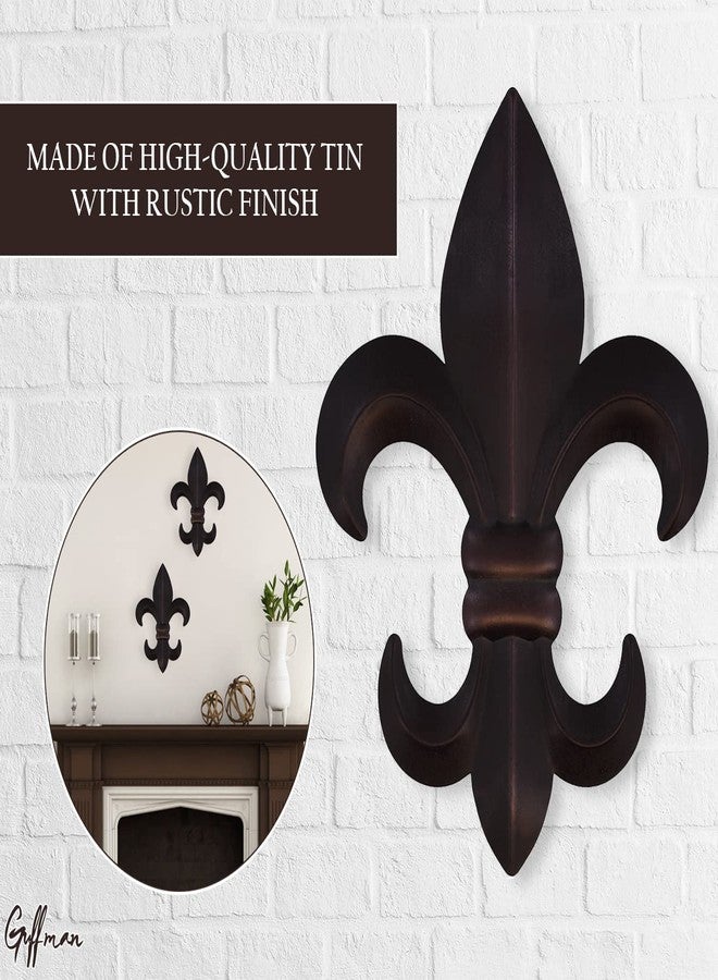 Guffman Fleur De Lis Wall Decor - Black Fleur De Lis Wall Decor Living Room Decor Aesthetic - Fleur De Lis Metal Flowers Wall Decor for Vintage Room Decor Office Decor Bathroom Decor French Kitchen Wall Decor - Image 3