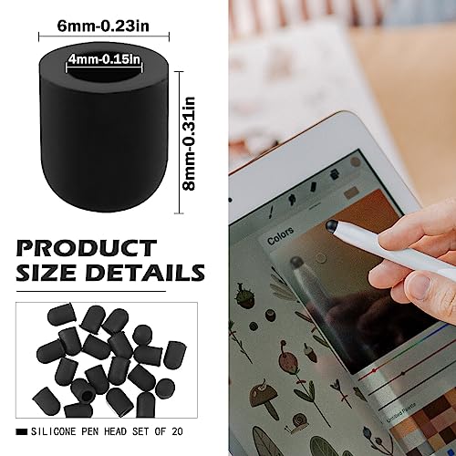 YOLUFER 20 Pieces Replacement Tips Touch Screen Pens Tips Silicone Rubber for Touch Pen (Outer Diameter 6mm, Inner Diameter 4mm) - Image 2