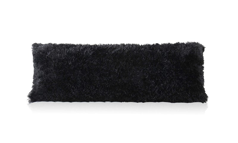 Reafort Luxury Long Hair  PV Fur  Faux Fur Body Pillow Cover/Case 21""x54"" with Hidden Zipper Closure (21""x54"" Body Pillow Cover  Black) - Image 2