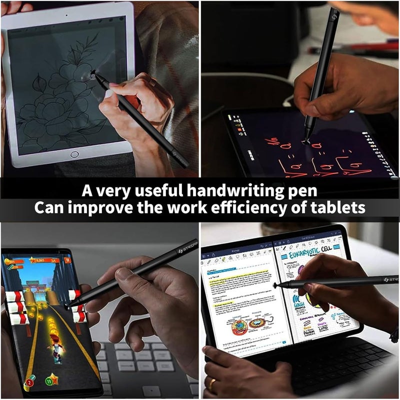 Striff قلم سعة عالمي، قلم سعة عالي الدقة لأجهزة الشاشة اللمسية (آيباد، X/ 8/8 بلس، سامسونج جالاكسي نوت 8 والمزيد) أسود - Image 4
