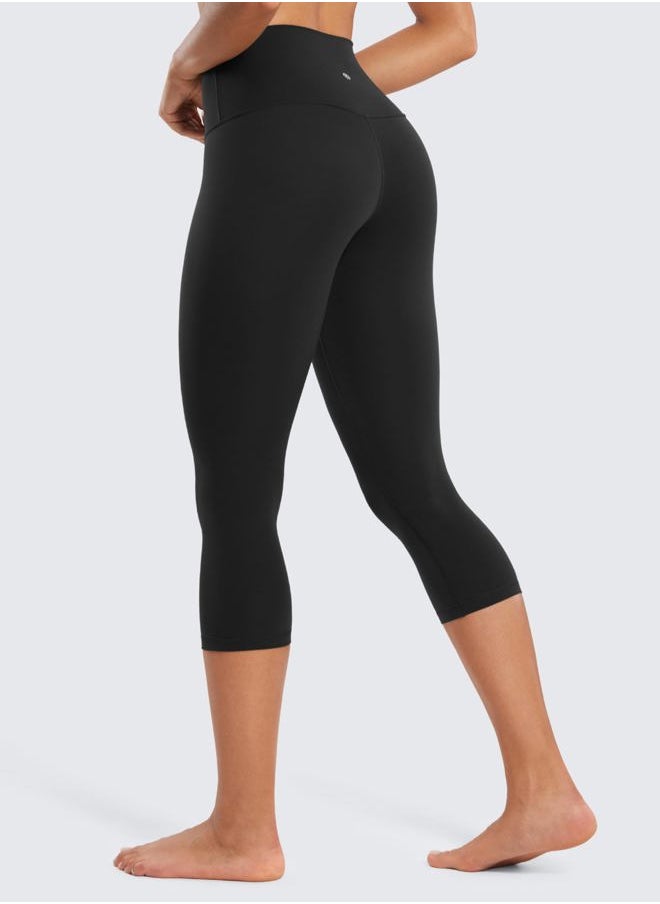 CRZ YOGA Womens Butterluxe High Waisted Lounge Leggings 19 Inches - Workout Buttery Soft Capris Yoga Pants Faux Leather Black Small  - Image 2