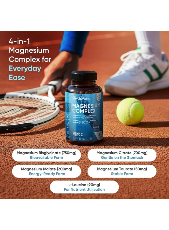 WeightWorld Magnesium Glycinate 4-in-1 Complex - 400mg Elemental Magnesium - 180 Vegan Capsules (3 Months Supply) - 1700mg as Citrate, Bisglycinate, Taurate & Malate - Added 90mg Leucine - Made in the UK - Image 2