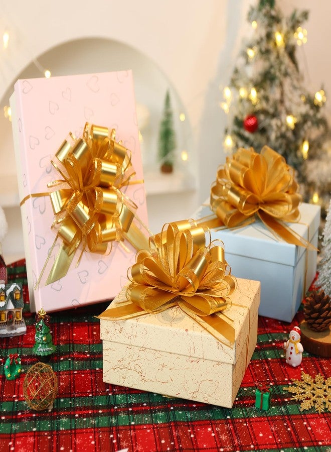 TIMESEEK 10-Pack Metallic Gold Pull Bows for Gift Wrapping - 6 Inch Reusable Ribbon Bows, Large Instant Floral Decor Bow for Wedding, Christmas, Birthday Decor, Gift Basket & Party Decorations - Image 4
