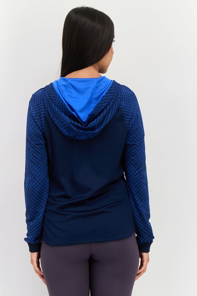 Nike Women Slim Fit Training Hooded Jacket, Blue Combo - Image 3