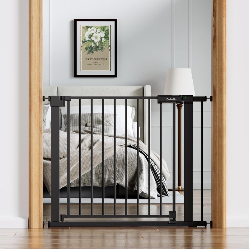 Babelio Baby Gate for Doorways and Stairs, 36-41" Pet Gate with Wide Walk Thru Door and Lock Indicator, No Drill Pressure Mounted Safety Gate with Double Lock and Self-Closing, Black - Image 1