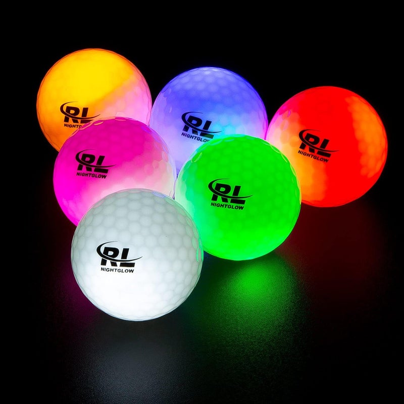 RL Glow in The Dark Golf Balls, LED Light up Glow Golf Ball for Night Sports, Super Bright, Colorful and Durable, Impact Activated with an 10 Minutes Timer, 6 Colors Pack - Image 1