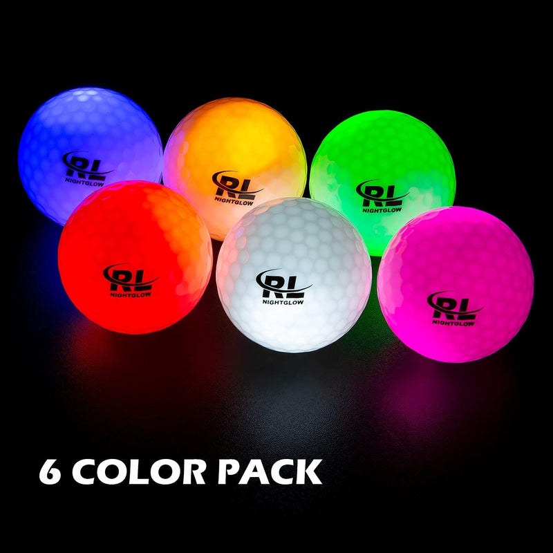 RL Glow in The Dark Golf Balls, LED Light up Glow Golf Ball for Night Sports, Super Bright, Colorful and Durable, Impact Activated with an 10 Minutes Timer, 6 Colors Pack - Image 2