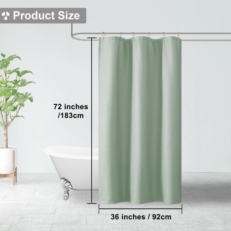 OVZME Berry Stall Fabric Shower Curtain 36 x 72 Inch - Soft & Waffle Small Sage Green Shower Curtain for Bathroom with Texture for Narrow Stall Size, Machine Washable Water Resistance, Sage Green - Image 3