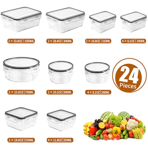 PRAKI 48 Pack Food Storage Containers with Airtight Lids (24 Containers & 24 Lids), Kitchen storage containers for Pantry Organizers and Storage, Meal Prep Container with Labels & Marker - Image 2
