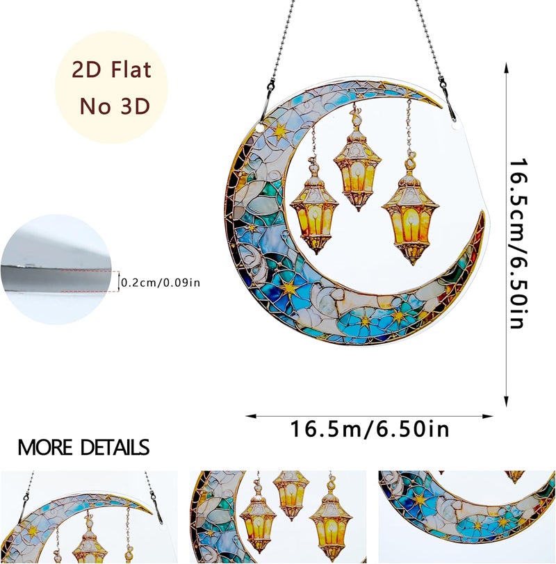 thmnj Moon Ornaments Colorful Window Hanging Decorations Home Wall Decor for Indoor Outdoor - Image 2