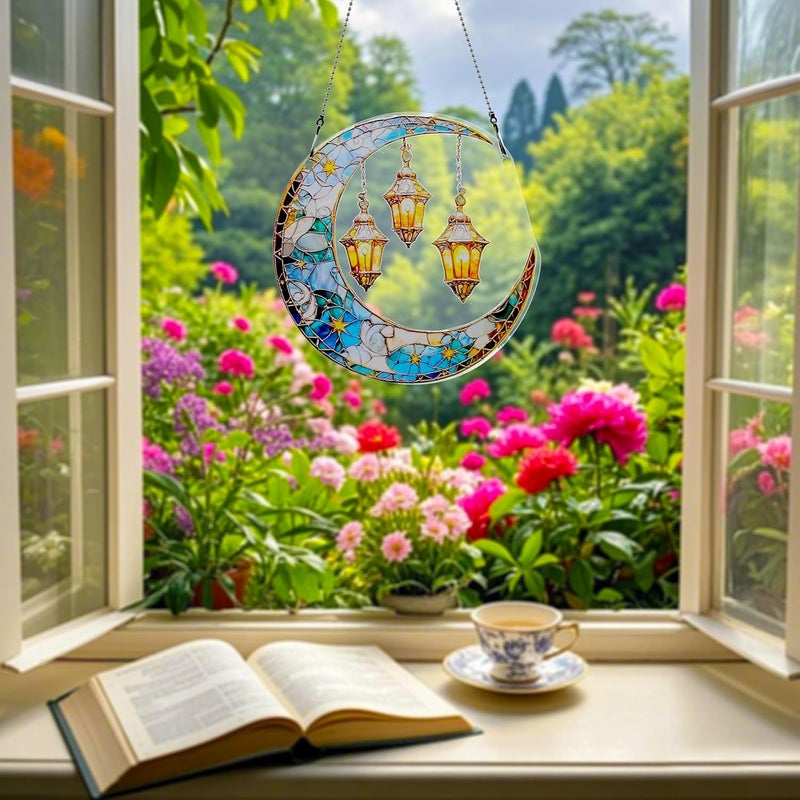 thmnj Moon Ornaments Colorful Window Hanging Decorations Home Wall Decor for Indoor Outdoor - Image 5