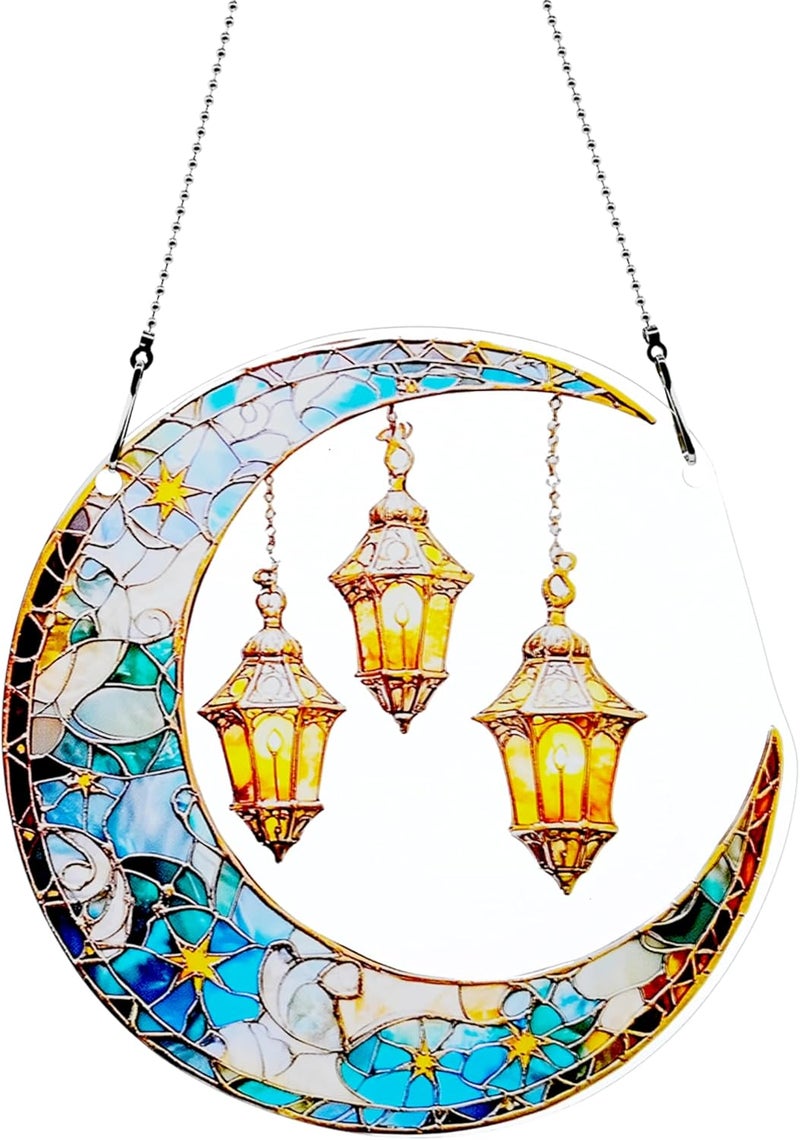 thmnj Moon Ornaments Colorful Window Hanging Decorations Home Wall Decor for Indoor Outdoor - Image 1