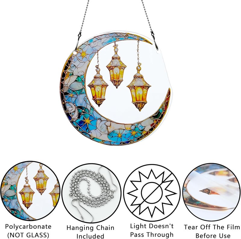 thmnj Moon Ornaments Colorful Window Hanging Decorations Home Wall Decor for Indoor Outdoor - Image 3