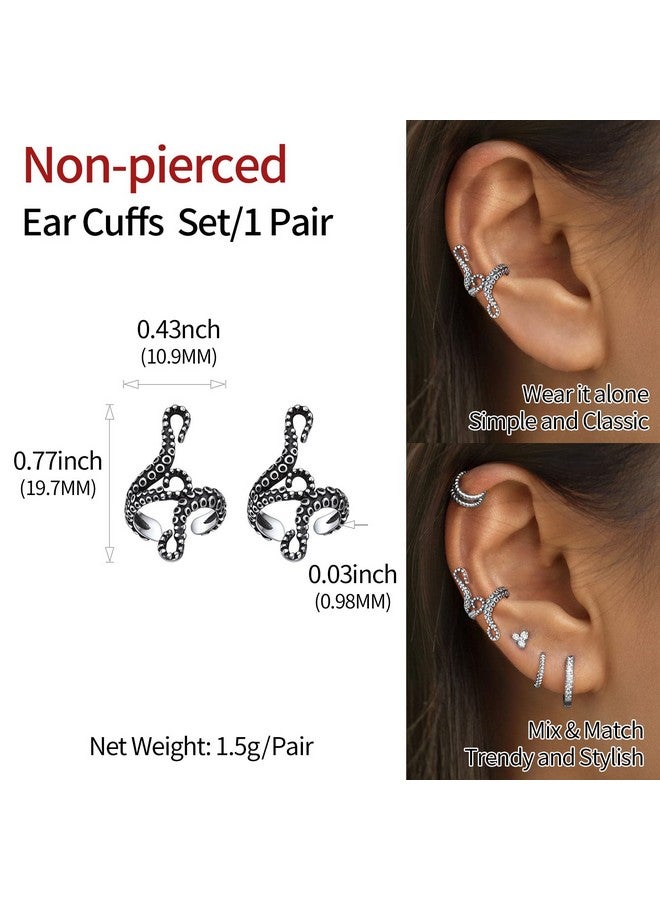 ChicSilver 925 Sterling Silver Ear Cuff Earrings For Women Octopus Tentacle Ear Cuff Earrings Helix Cartilage Ear Cuffs For Women Non Piercing - Image 4