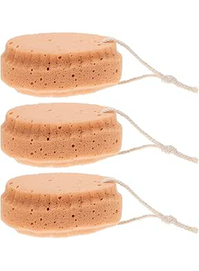 Light Brown Natural Honeycomb Bath Sponges 3pcs Soft Exfoliating Body Scrubber for Adults - Image 1