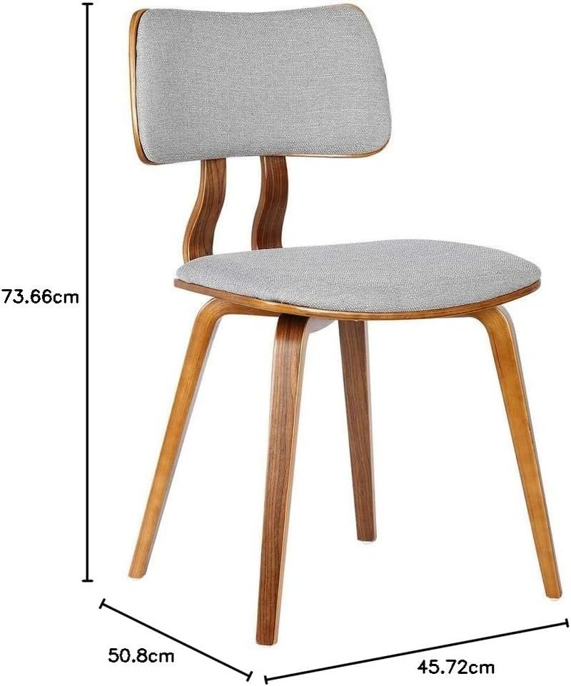 Armen Living كرسي طعام أرمين لايفينغ جاكوار بتصميم منتصف القرن الحديث لمائدة المطبخ أو المكتب أو الزينة بغطاء قماش رمادي وتشطيب خشب الجوز - Image 3