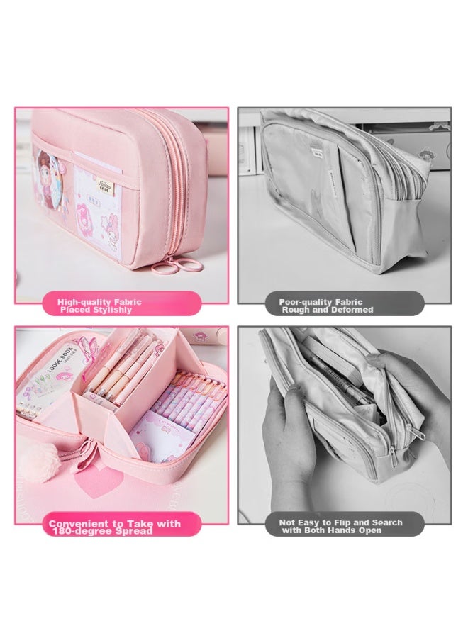 Cute Cartoon Large Capacity Pencil Case For Boys And Girls, Stationery Box For Primary And Middle School Students, Stylish New Volcano-shaped Pencil Case, Cherry Blossom Pink - Image 4