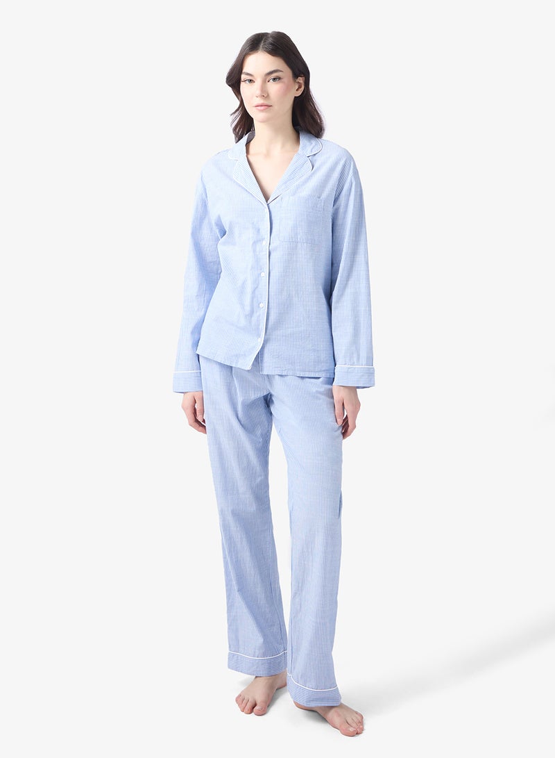 hunkemoller Striped Long sleeve nightwear shirt - Image 4