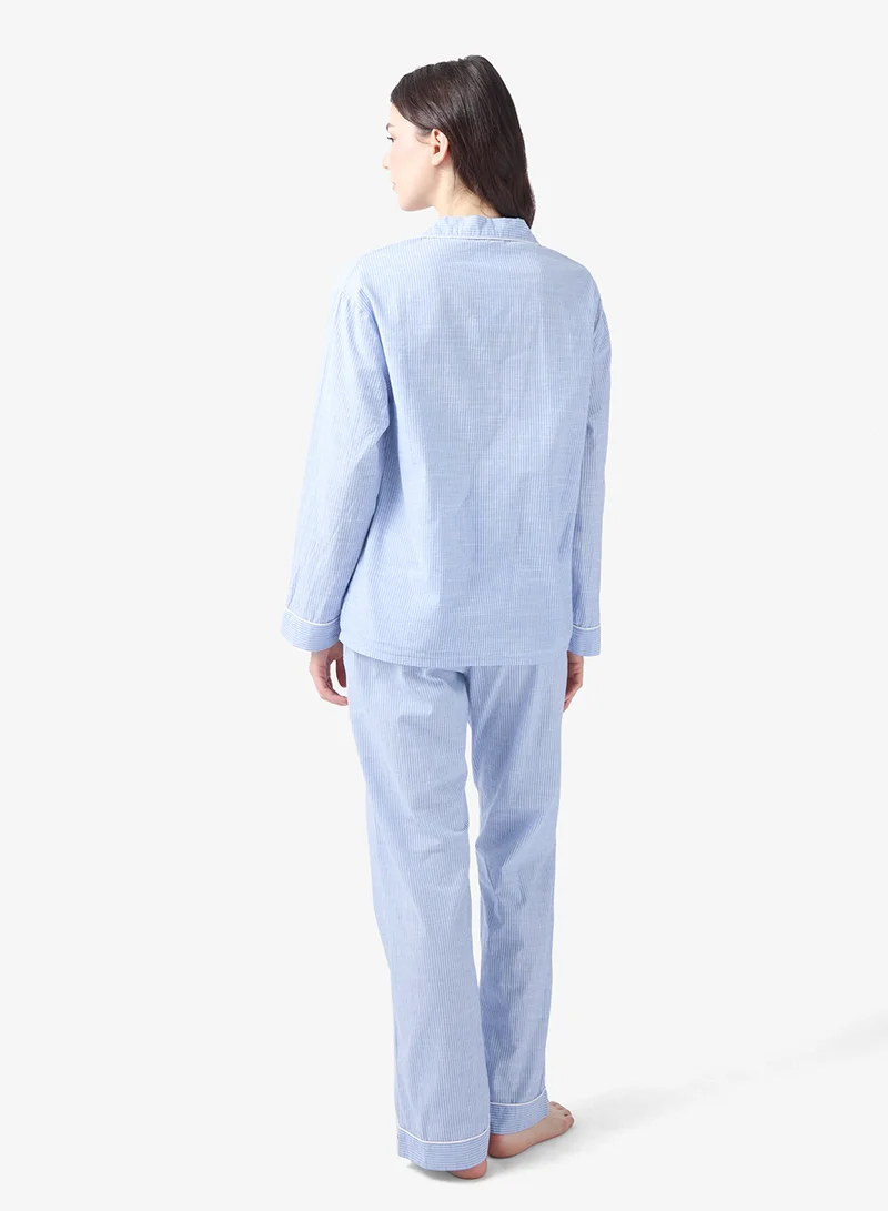 hunkemoller Striped Long sleeve nightwear shirt