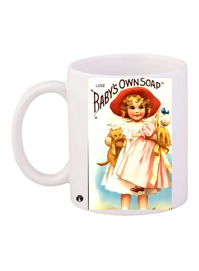 RYN Baby's Own Soap Printed Coffee Mug White/Blue/Red 11ounce