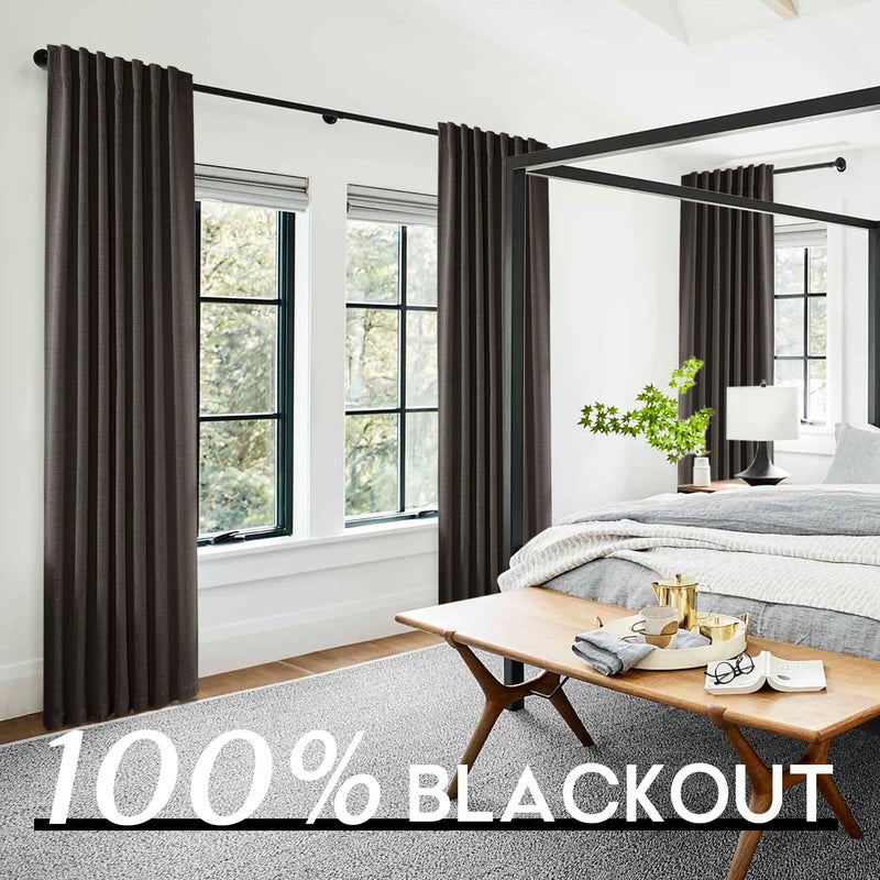 PANELSBURG Dark Brown Linen Blackout Curtains 2 Panels Room Darkening Thermal Drapes for Living Room 52 Wide by 84 Inch Length - Image 4