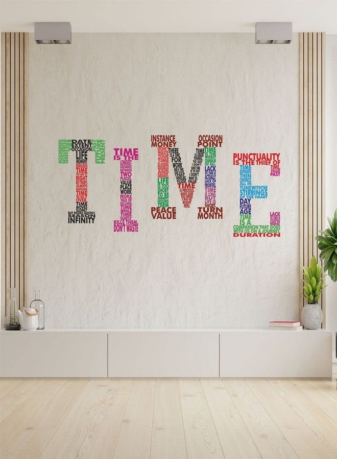 CVANU TIME Punctuality Value Typography Vinyl Wall Sticker for Wall Decor Size(39.8inch X 11.8inch)_Multicolor_cv32 - Image 4