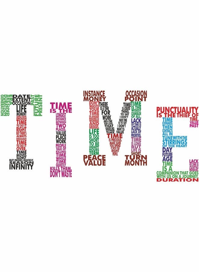 CVANU TIME Punctuality Value Typography Vinyl Wall Sticker for Wall Decor Size(39.8inch X 11.8inch)_Multicolor_cv32 - Image 2