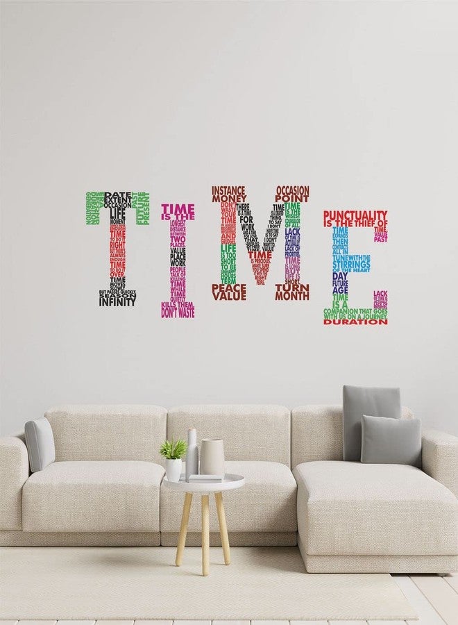 CVANU TIME Punctuality Value Typography Vinyl Wall Sticker for Wall Decor Size(39.8inch X 11.8inch)_Multicolor_cv32 - Image 3