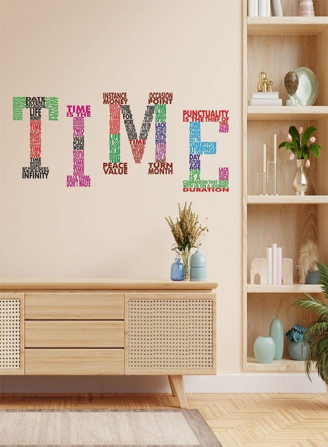 CVANU TIME Punctuality Value Typography Vinyl Wall Sticker for Wall Decor Size(39.8inch X 11.8inch)_Multicolor_cv32 - Image 1