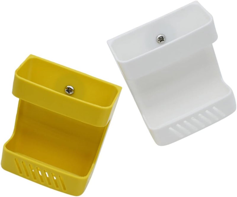 GANAZONO Parrot Cage Food Feeder Bird Food Holder Fruit Vegetable Container Hanging Bird Accessories 2pcs Yellow White - Image 1