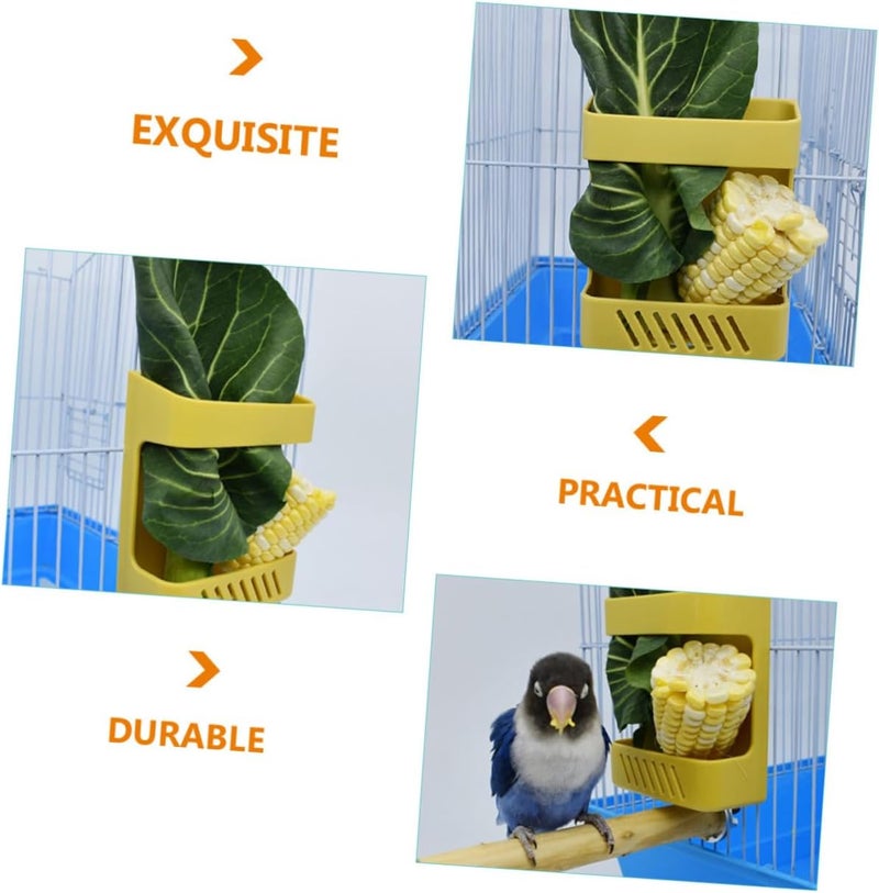 GANAZONO Parrot Cage Food Feeder Bird Food Holder Fruit Vegetable Container Hanging Bird Accessories 2pcs Yellow White - Image 3