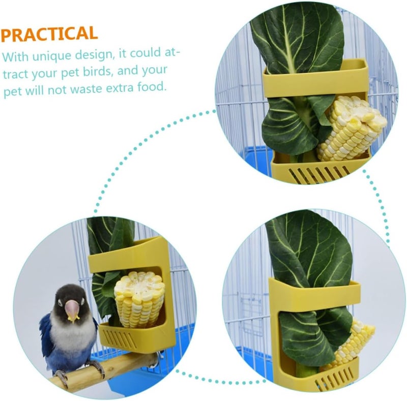 GANAZONO Parrot Cage Food Feeder Bird Food Holder Fruit Vegetable Container Hanging Bird Accessories 2pcs Yellow White - Image 5