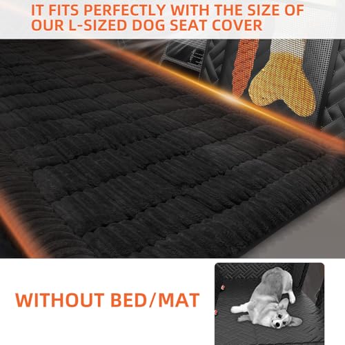 LEHNI Backseat Pet Bed Mat, Deluxe Dog Seat Covers,Truck Plaid Dog Bed for Car Back Seat, Non-Slip Travel Pet Mat, Back seat Extenders for Car/SUV (for L-Black) - Image 2