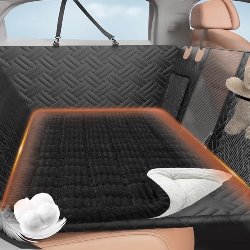 LEHNI Backseat Pet Bed Mat, Deluxe Dog Seat Covers,Truck Plaid Dog Bed for Car Back Seat, Non-Slip Travel Pet Mat, Back seat Extenders for Car/SUV (for L-Black) - Image 1