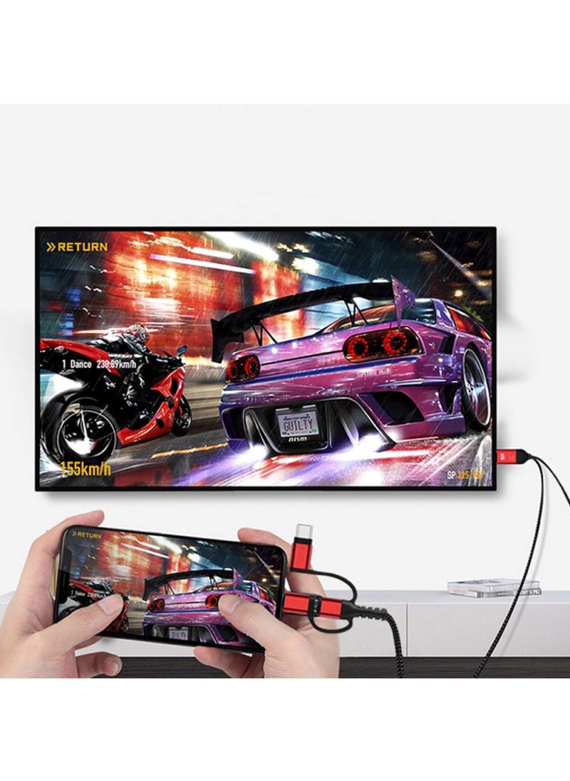 Rock Pow - 3 in 1 HDMI Cable Adapter Type C/Micro USB/Phone MHL to HDMI Mirroring Phone to TV/Projector/Monitor HDTV 1080P Compatible with Phone Series XS/Android 5.0 and IO'S9 Above - Image 1