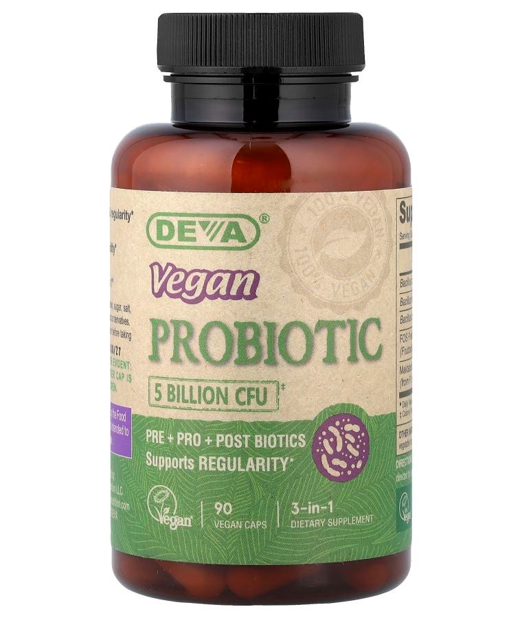 Deva 3-in-1 Vegan Probiotic 5 Billion CFU 90 Vegan Caps