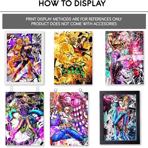 Thepaper9store Paper9store Pack of 9 - Anime Posters self-Adhesive Anime Wall Poster for Room, Size A4 Self-Adhesive 300 GSM Thick matt Poster (JoJo Bizarre Adventure) - Image 3