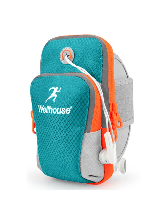 Wellhouse Wellhouse Arm And Wrist Bag, Running Sports Water-resistant Reflective Strip, Earphone Hole, Blue And Green, Large Size 6.8 Inches Or Less - Image 2
