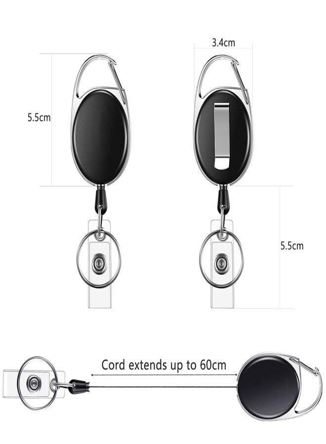 HAWAWA 5 Packs Heave Duty Retractable Badge Reels with Carabiner Belt Clip and Key Ring, Badge Holders for ID Card Holders with 60cm Pull Cord for Office Work Employee - Image 2