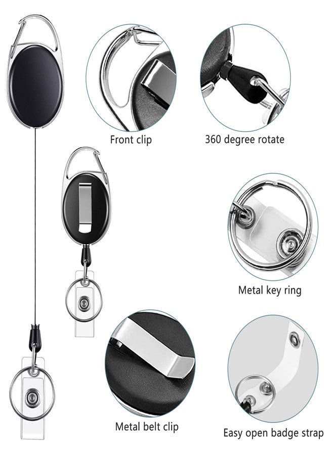 HAWAWA 5 Packs Heave Duty Retractable Badge Reels with Carabiner Belt Clip and Key Ring, Badge Holders for ID Card Holders with 60cm Pull Cord for Office Work Employee - Image 5